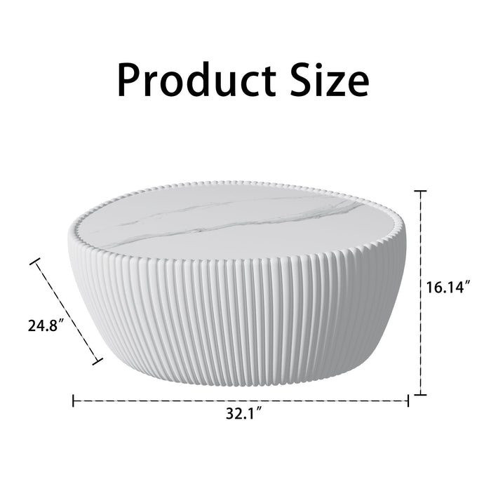 Goose Egg Shape Coffee Table For Living Room - White Pu Home Essentials