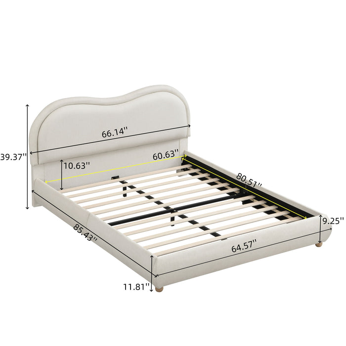 Upholstered Platform Bed Frame With Curved Headboard Home Essentials