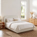 Linton - Queen Size Upholstered Platform Bed - Cream White / Light Grey / Camel Oak House & Home Furniture