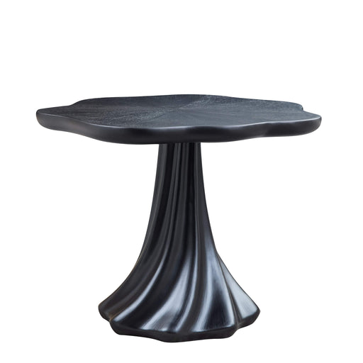 Sculptural Round Dining Table Petal Shape Root Texture For Dining Room - Black Home Essentials