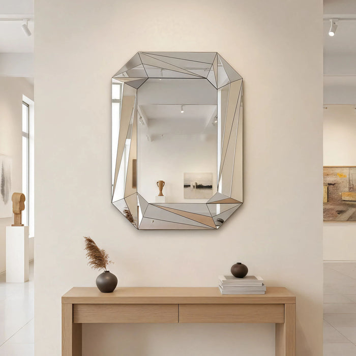 Diamond Shaped Wall Mirror With Beveled Edge Frameless Design - Silver Daily Nest