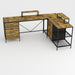 Industrial L Shaped Computer Desk With Power Outlets & USB-C, 6 Fabric Drawers, 3 Open Shelves, Movable Monitor Stands - Brown Home Essentials