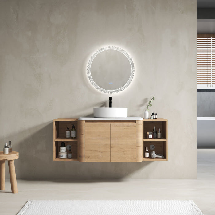 Wall Mounted Bathroom Vanity With Art Sink, 2 Storage Shelves, Soft Close Door Home Essentials