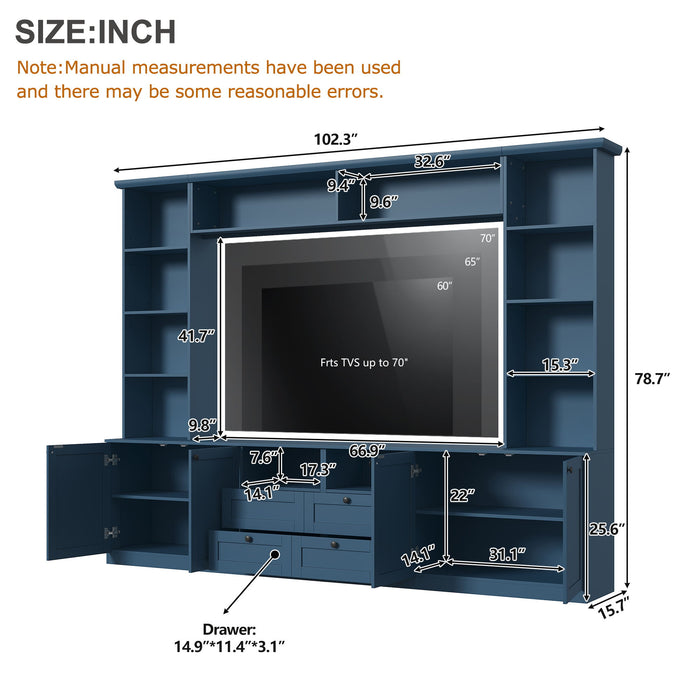 Farmhouse Elegant Entertainment Center Wall Unit With 4 Drawers Hearth and Haven