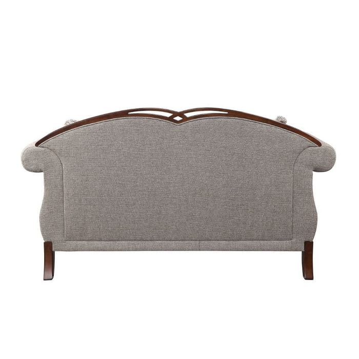 Miyeon - Loveseat With 3 Pillows - Fabric & Cherry ACME