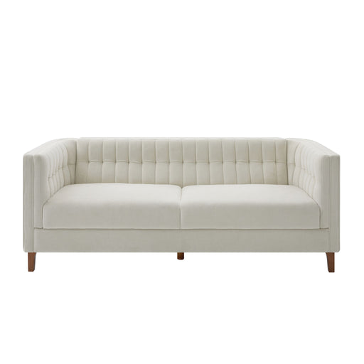 Modern 3 Seater Sofa, Upholstered Couch With Curved Armrests Noble House