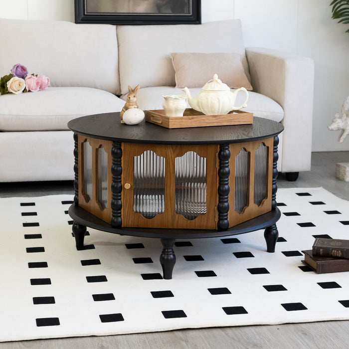 Round 3 Door Storage Coffee Table For Living Room Home Essentials