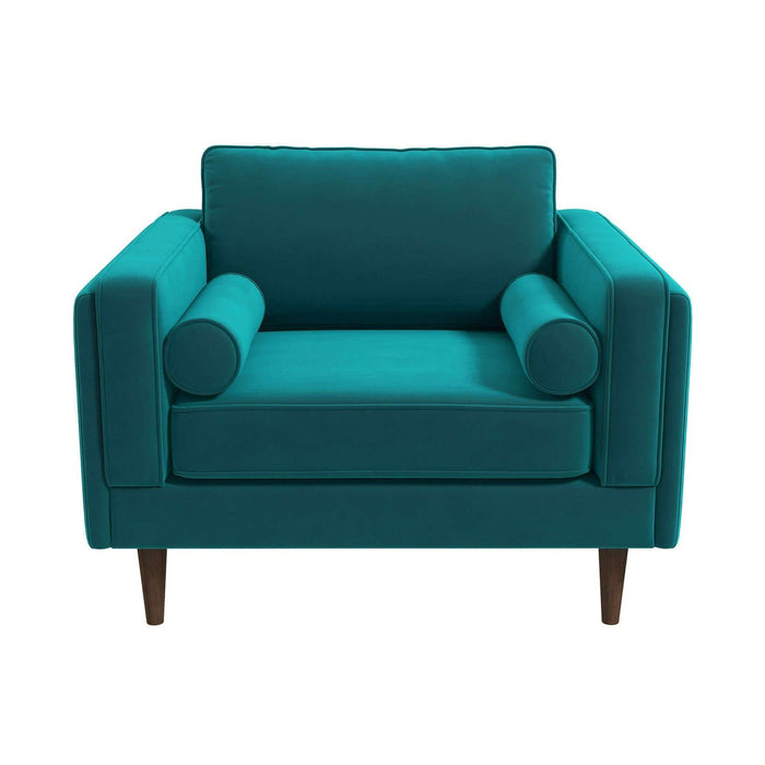 Amber Velvet Lounge Chair - Blue / Velvet - Fabric