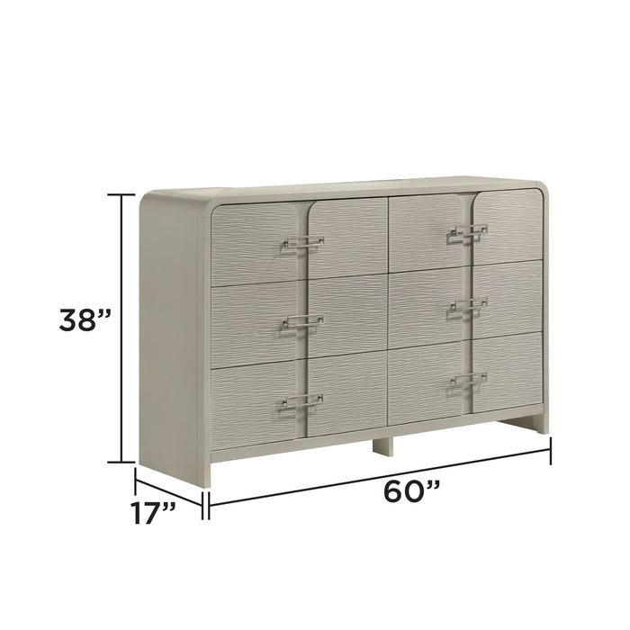 Aria - 6 Drawer Dresser - Beige Matrix Furniture Group