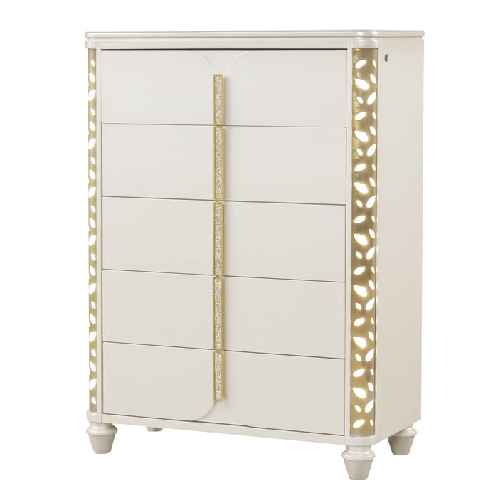 Cinderella - Chest With LED Accents And 5 Storage Drawers - Beige Matrix Furniture Group