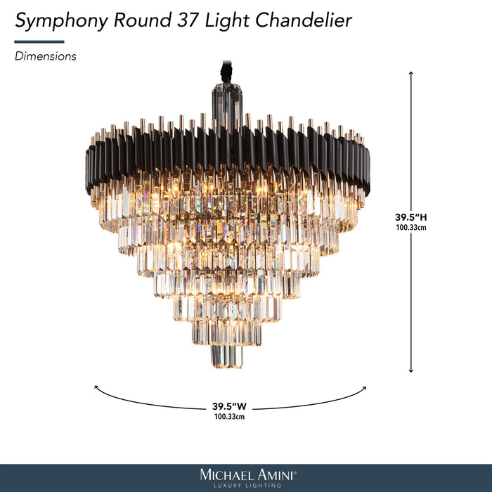 Michael Amini Lighting - Symphony Round 37-Light Crystal Chandelier - Black Michael Amini