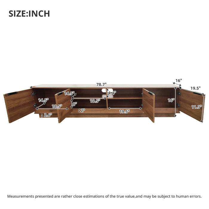 TV Stand, Entertainment Center With Fluted Door & Cable Management, Soft Closing Hinges - Walnut Hearth and Haven