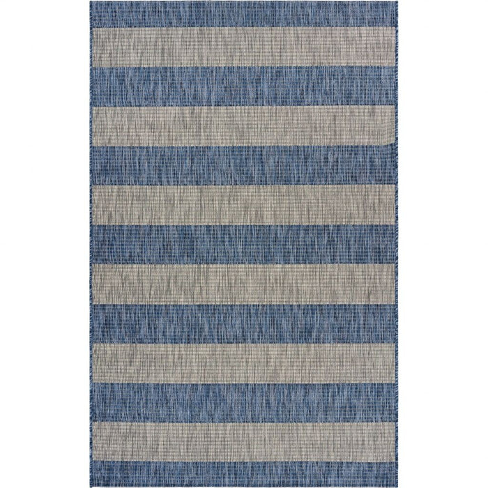 2' X 3' Striped Indoor / Outdoor Area Rug - Blue / Gray