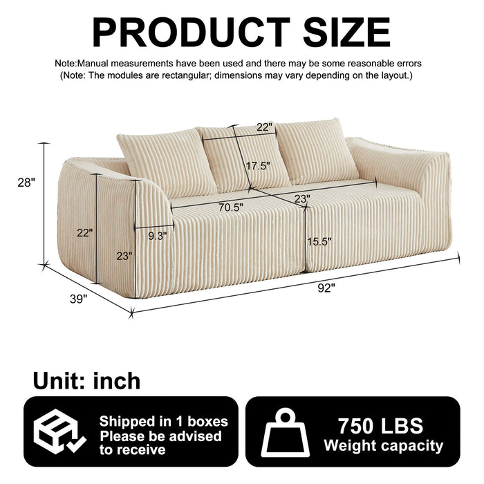 Minimalist 3 Seater Sofa With Curved Lines And Gently Sloped Backrest Home Essentials