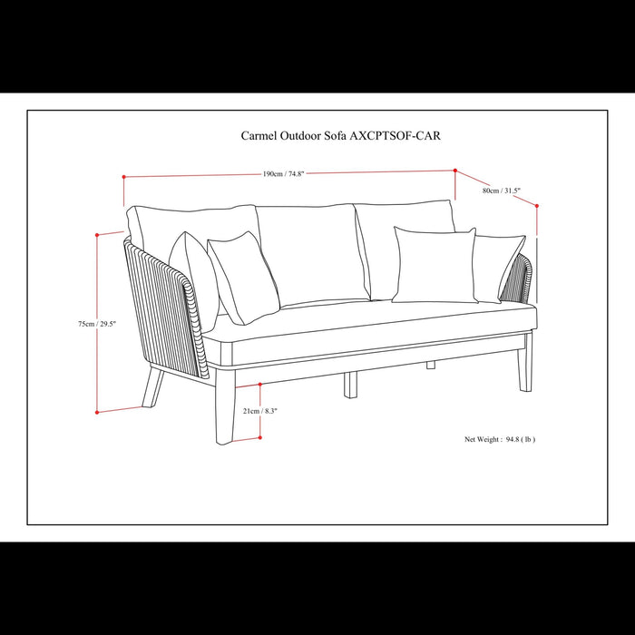 Carmel - Outdoor Sofa - Sand Drift Simpli-Home