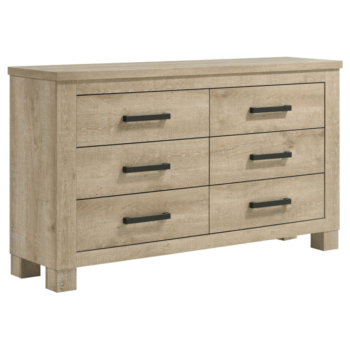 Sansome - 6 Drawer Bedroom Dresser With Pulls - Oak Furniture Max