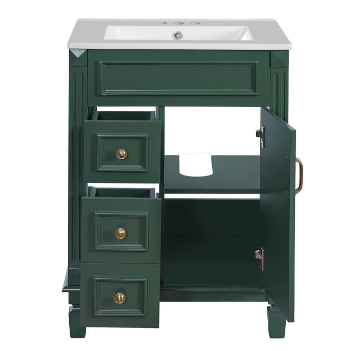 Bathroom Vanity With Sink, Compact Cabinet & 2 Drawers And Adjustable Shelf