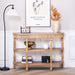 Handcrafted Console Table With Hand Woven Trim, 3 Tier Storage Shelves - Natural Home Essentials
