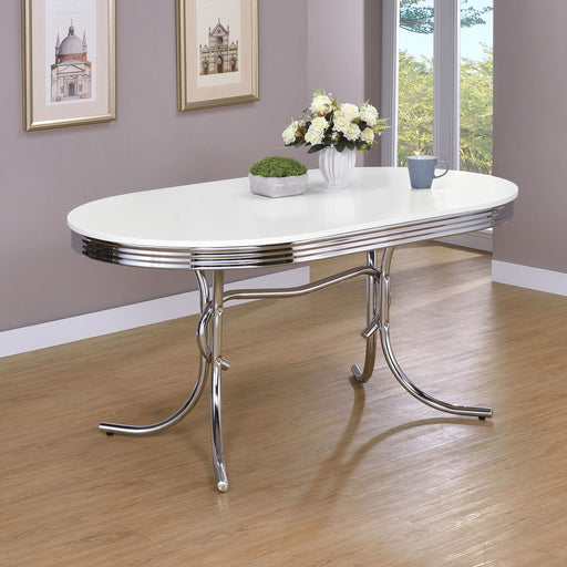 Oval Dining Table - White - Metal Furniture Max