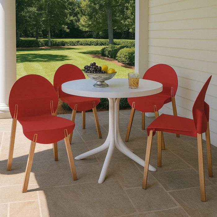 4 Piece Set Of Single Chairs, Traditional Elements With Round Table Home Essentials