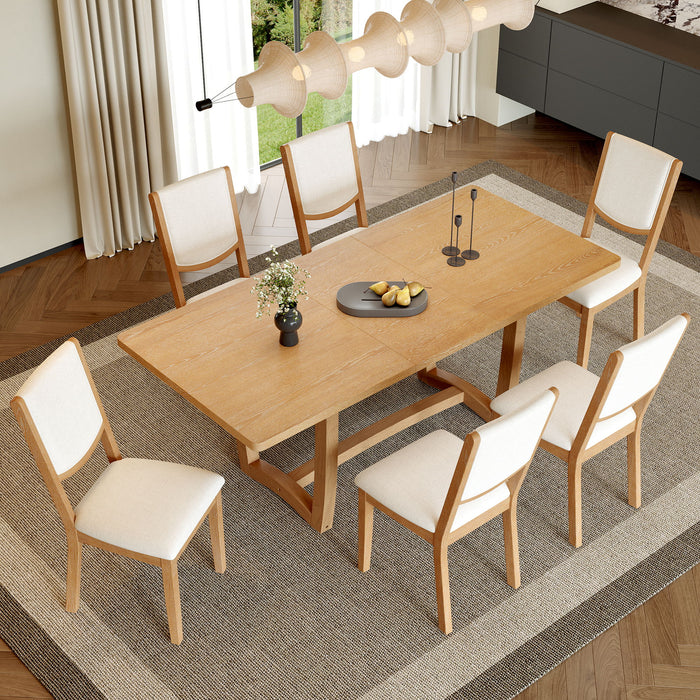 Rectangular Extendable Dining Table Set With 6 Upholstered Chairs Hearth and Haven