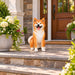 Shiba Inu Dog Statue, Sitting Animal Sculpture For Home Garden - Yellow / White Daily Nest