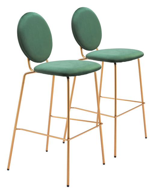 Odessa - Barstool (Set of 2) - Green / Gold Zuo Modern