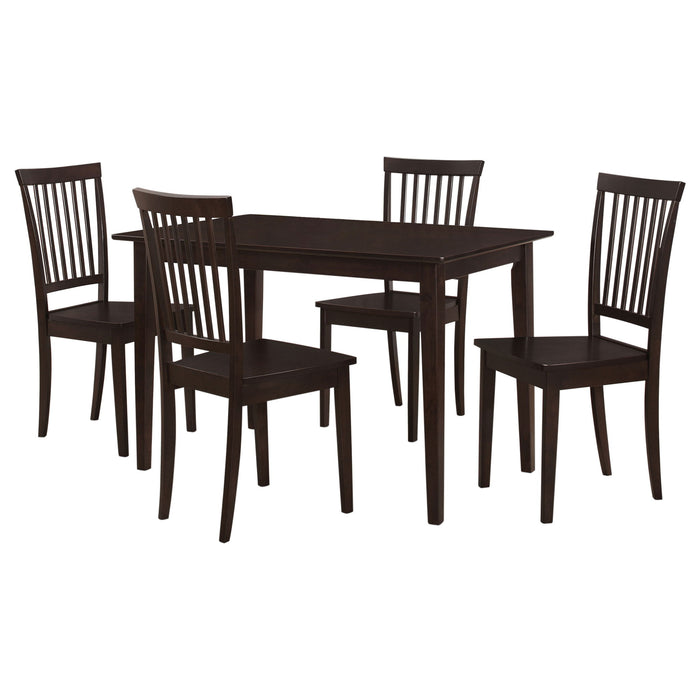 Stan - 5 Piece Dining Set With Rectangular Table And Slat Back Chairs - Cappuccino Furniture Max