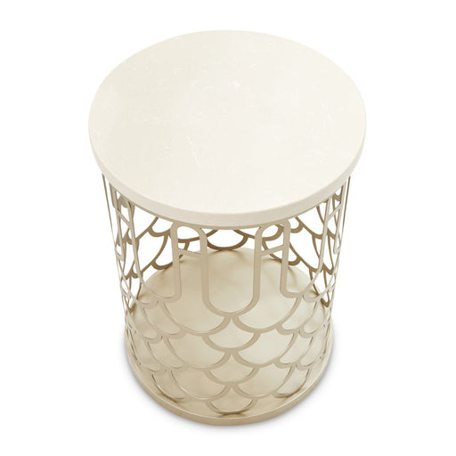 La Marisia - Marble Chairside Table - Creamy Pearl / Champagne Michael Amini