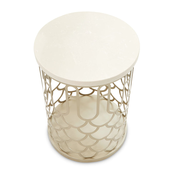 La Marisia - Marble Chairside Table - Creamy Pearl / Champagne
