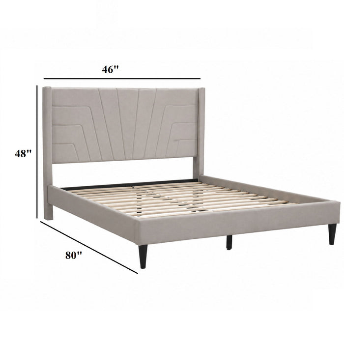 Eastern King Size Platform Bed, Upholstered Headboard - Light Brown Home Essentials