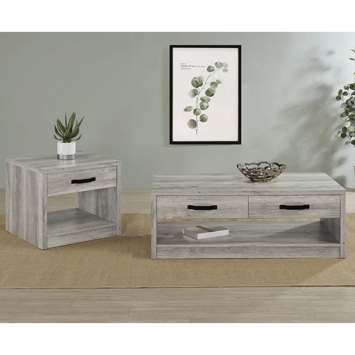 Nuberg - 2 Piece And End Table Set With Storage Drawers - Gray Furniture Max