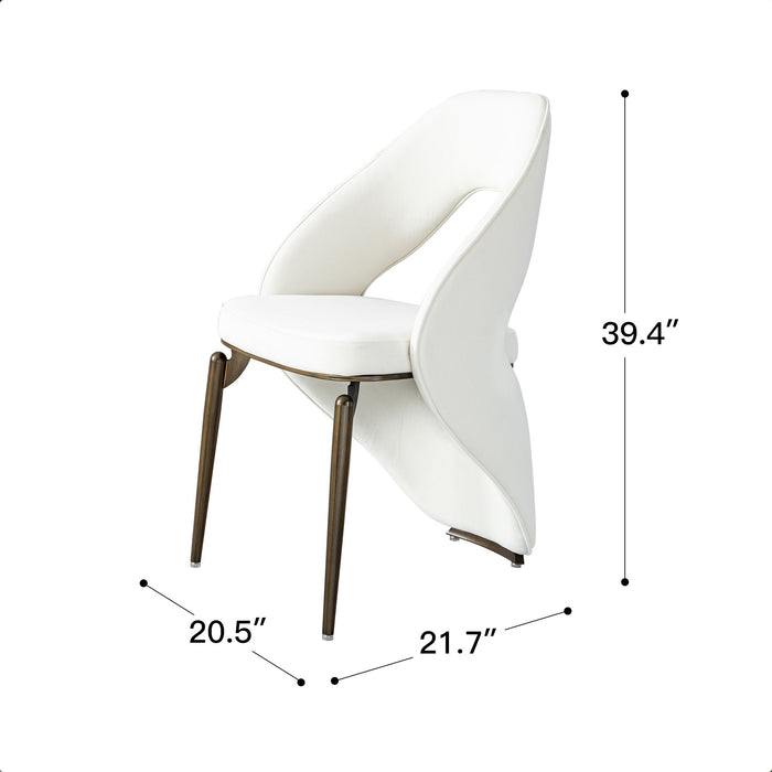 Dining Chair With Open Back Design Upholstery - Ancient White Home Essentials