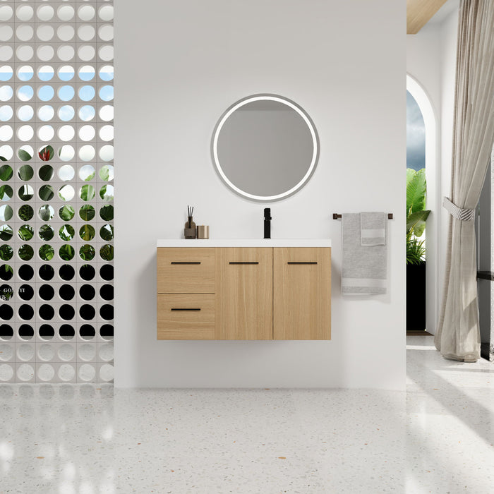 Wall Mounted Floating Bathroom Vanity With Sink, Door & Drawers Modular Cabinet Home Essentials