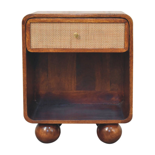Open Woven Bedside Table, 1 Drawer - Chestnut Artisan Furniture