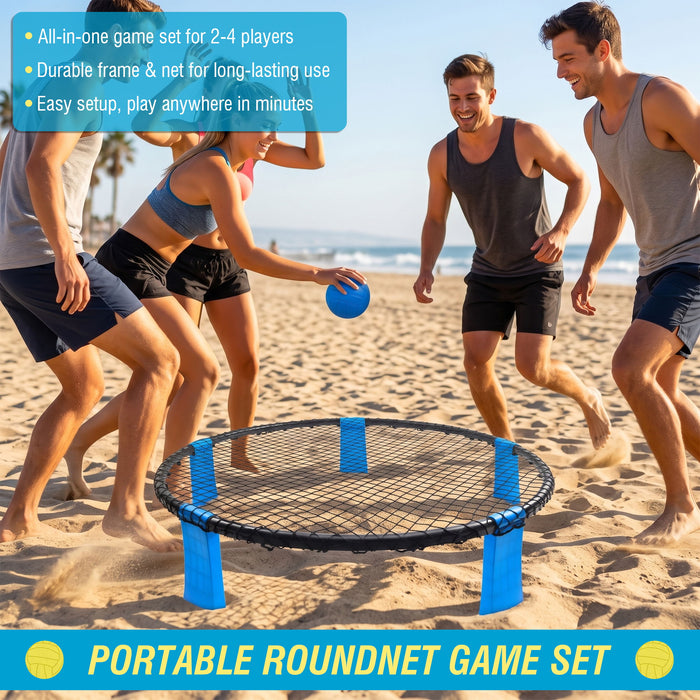 Outdoor Roundnet Game Set With 2 Balls, Sturdy Net And Carry Bag Daily Nest