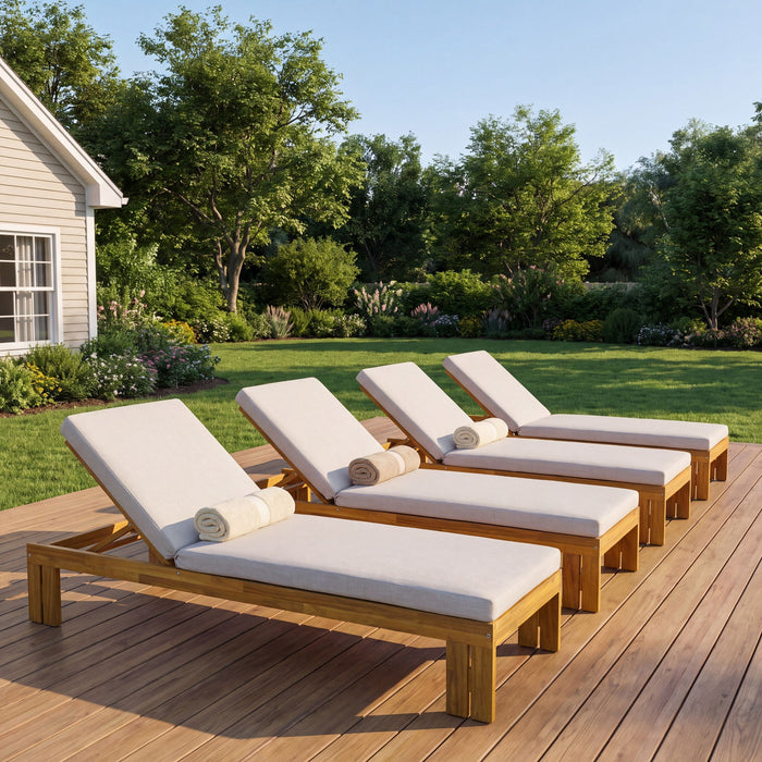 Outdoor Chaise Lounge With 5 Position Adjustable Backrest Noble House