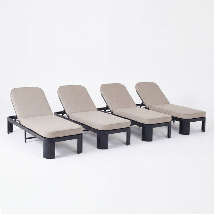 Outdoor Chaise Lounge With Cushion, 5 Position Adjustable Backrest Noble House