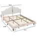 King Size, Upholstered Platform Bed Frame With Adjustable Headboard, No Box Spring Needed - White Home Essentials
