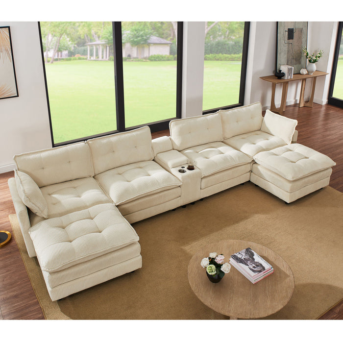 Oversized Modular Sectional Sofa With Multi Functional Console Home Essentials