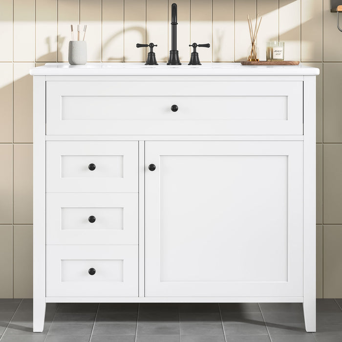 Bathroom Vanity With Sink, 3 Drawers & Cabinet With Adjustable Shelves Hearth and Haven