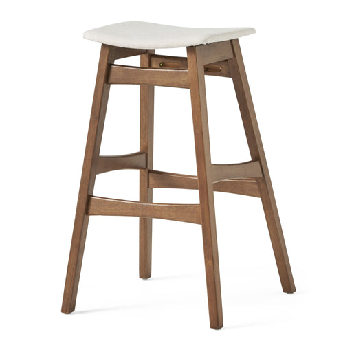 Mid Century Modern Bar Stool Set With Upholstered Seating Noble House
