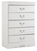 Anarasia - Five Drawer Chest - White Signature Design by Ashley®