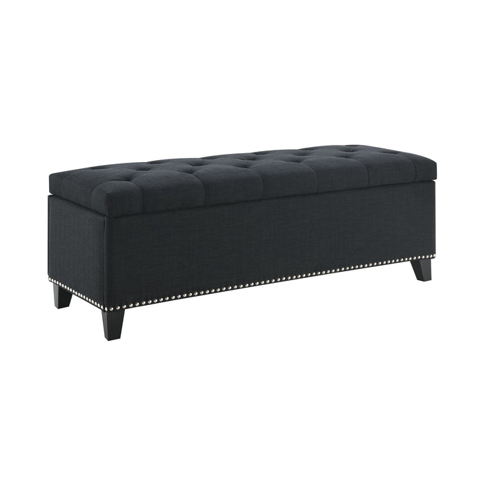 Button-Tufted Storage Ottoman With Safety Close Hinge Home Essentials