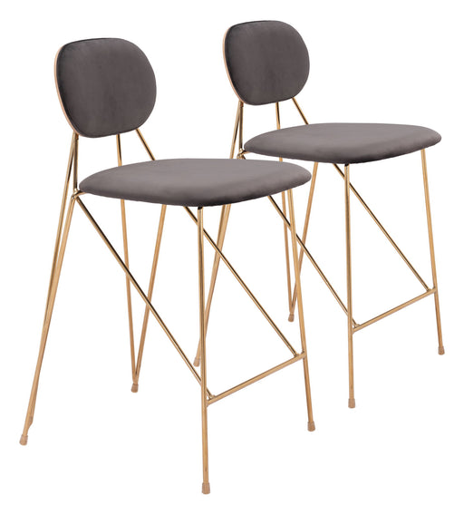 Georges - Counter Stool (Set of 2) - Gray / Gold Zuo Modern