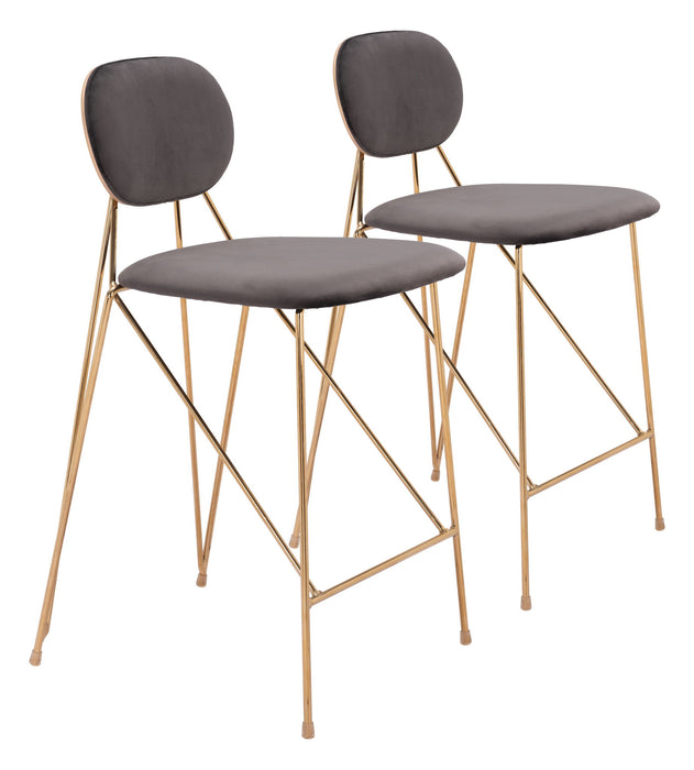 Georges - Counter Stool (Set of 2) - Gray / Gold Zuo Modern
