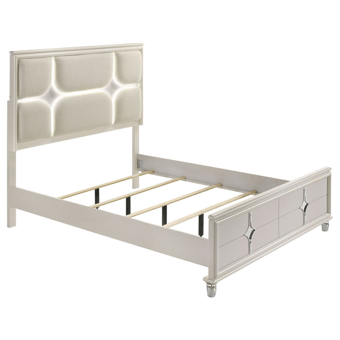 Gwendolyn - Queen Panel Bed With LED Headboard - White Furniture Max