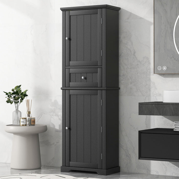 Tall Freestanding Bathroom Storage Cabinet With Drawer And Adjustable Shelf Hearth and Haven