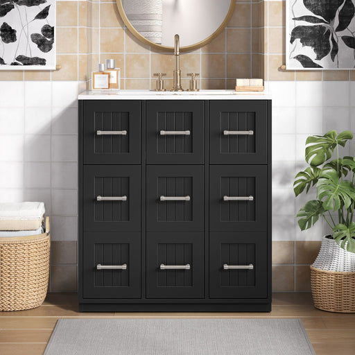 Bathroom Vanity With Undermount Sink, Soft-Close Doors, Drawers, Ceramic Sink Hearth and Haven