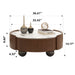 Round Coffee Table With Ball Feet, Dual Storage Drawers For Living Room - Walnut Brown Home Essentials